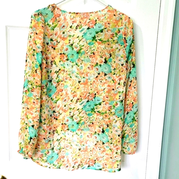 Philosophy Women's Pull-Over Sheer Floral Blouse Size S - Picture 2 of 13